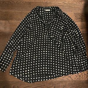 Pleione Black & White Polka Dot Tunic Blouse